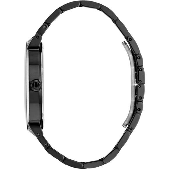 Men's 3-Hand Quartz Watch with Diamond Dial and Edge to Edge Crystal Black - Picture 2 of 5